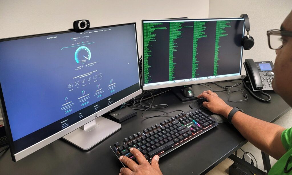 Bryan looking at dual monitors